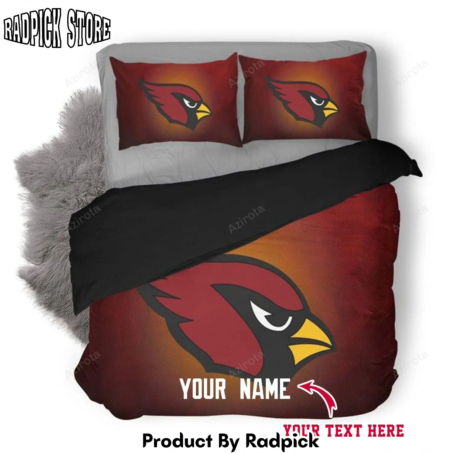 Radpick arizona cardinals 46 football personalized custom bedding sets king queen twin bedding set rp3278695